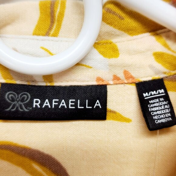 Rafaella Womens Short Sleeve Button-Down Shirt size M Linen-Blend Tropical Print - Picture 3 of 8